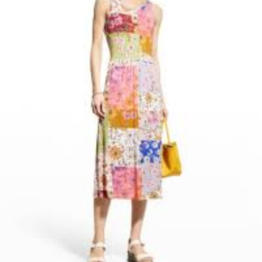 NWT JOHNNY WAS PLUS Cosmo Patchwork Floral-Print Dress